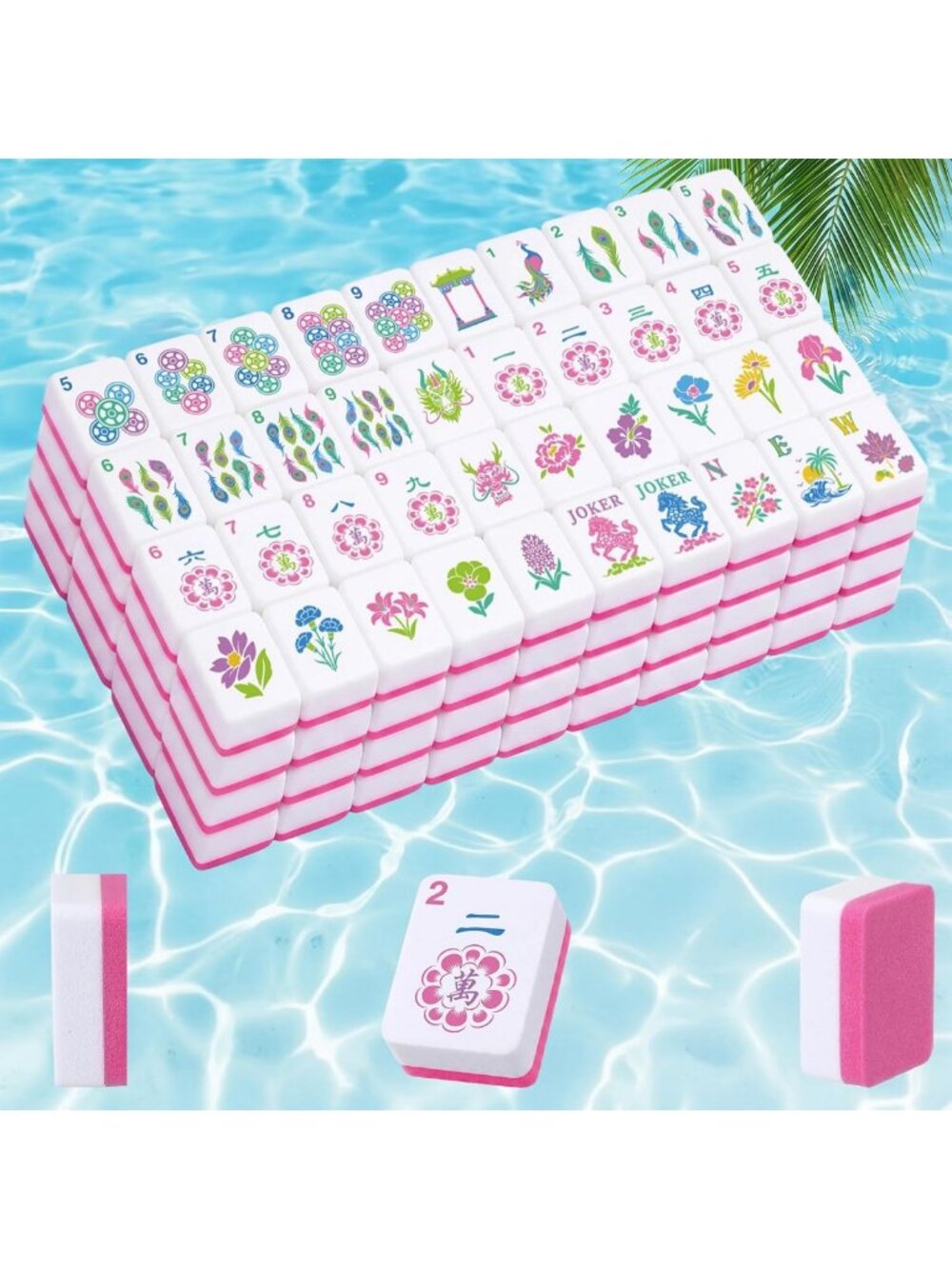 Waterproof Floating Mahjong Set - 160 Pcs Foam Game for Pool & Beach Fun